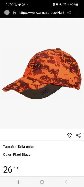 Gorra de caza HART camuflaje naranja con camuflaje