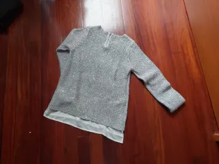 Jersey gris lentejuelas talla S