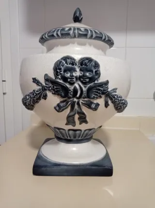 Jarrón Cerámica Vintage Niños Querubines