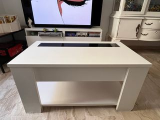 Mesa de centro elevable blanca y negra