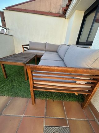Conjunto Sofá y Mesa Exterior Madera