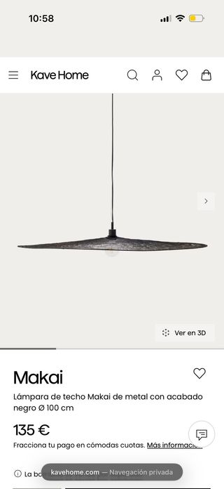 Lámpara de techo Kave Home con acabado negro.