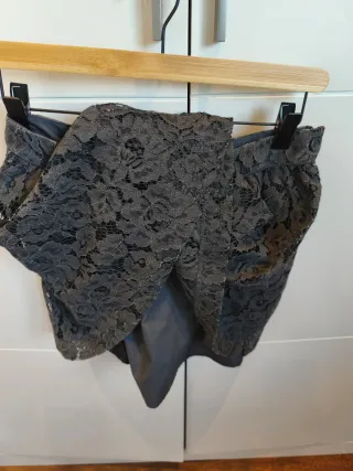 Falda Tizzas Ceremonia Encaje Gris T15-16