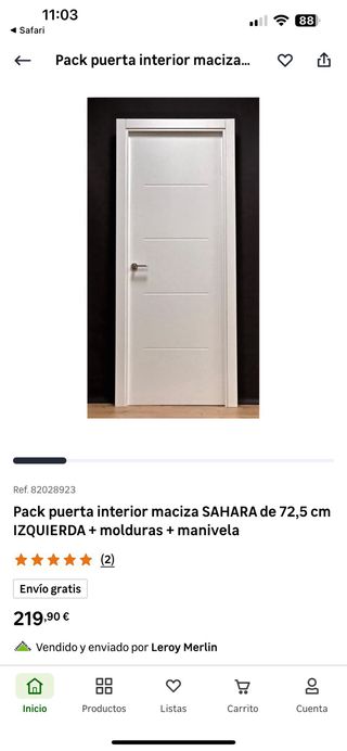 Puerta maciza lacada blanca