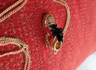 Colgante zapato deportivo dorado y rojo