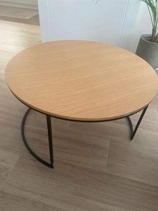 Mesa auxiliar redonda madera y metal