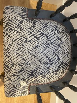 Silla vintage tela y madera pintada color grafito