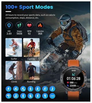 LIGE Smartwatch militare uomo telefono touch