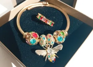 Conjunto Pulsera y Anillo Multicolor