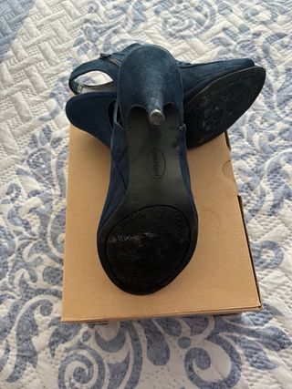 Zapatos ante azul de tacón Grazia