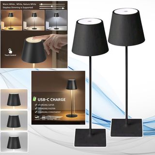 2x LAMPADA da tavolo LED ricaricabile a batteria