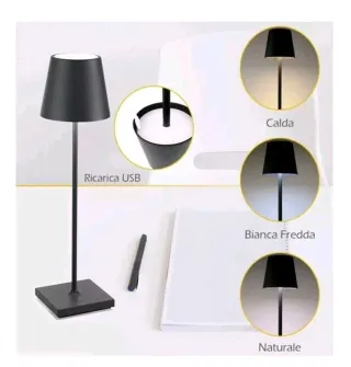 2x LAMPADA da tavolo LED ricaricabile a batteria