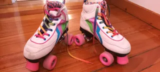 Patines Paralelos Blancos con Colores