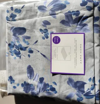 Funda Nórdica Zara Home Floral Azul/Gris
