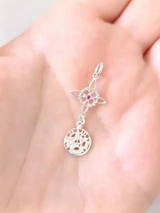 Colgante doble protección Plata Ley con circonita