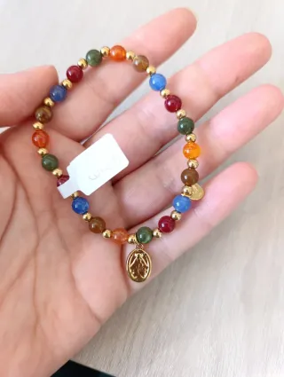 Pulsera multi mineral con virgen milagrosa