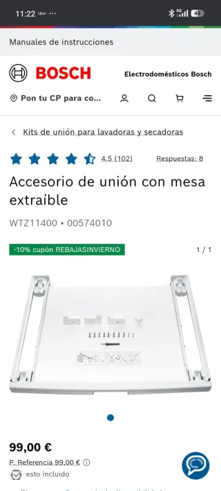 Bandeja extraíble lavadora-secadora