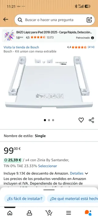 Bandeja extraíble lavadora-secadora