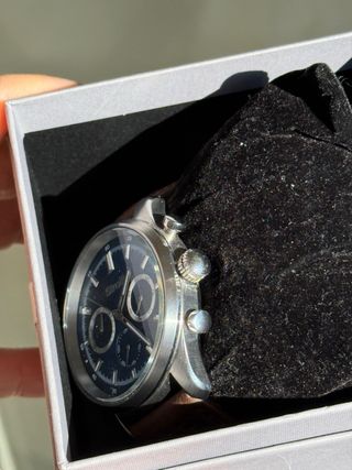 Orologio Stroili Acciaio Blu Pelle Marrone