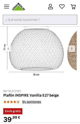 Lámpara de techo de bambú tejida