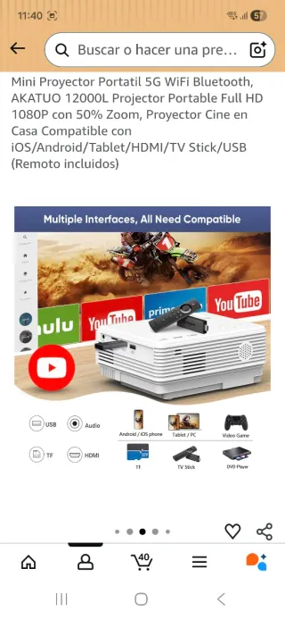 Proyector Portátil AKATUO 1080P WiFi Bluetooth