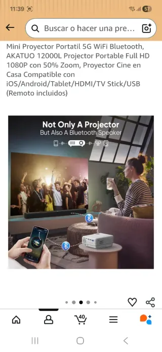 Proyector Portátil AKATUO 1080P WiFi Bluetooth