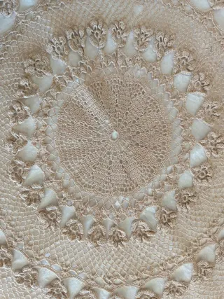 Tovaglietta tonda uncinetto vintage beige