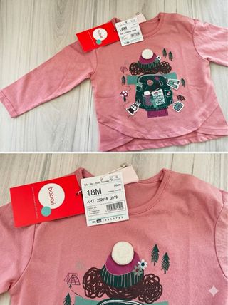 Camiseta Boboli 18M Rosa Manga Larga