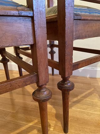 Pareja banquetas Art Deco madera y tela