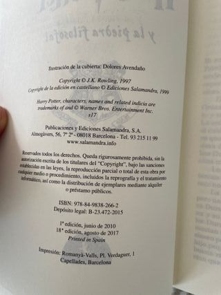 Libro Harry Potter y la piedra filosofal