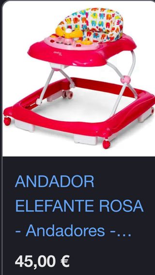 Andador bebé Asalvo rosa con centro de actividades