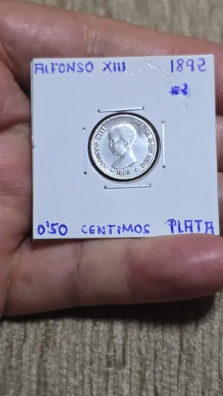 Alfonso XIII 50 Céntimos Plata 1892 *2