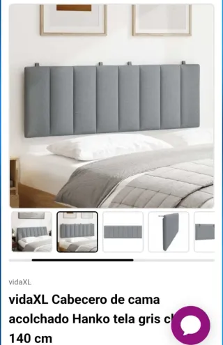 Funda cabecero HANKO 140 cm gris tela