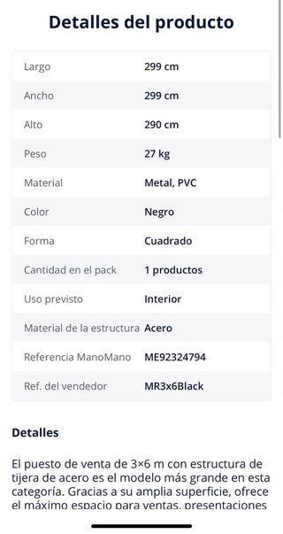 Carpa Publicitaria 3x6 con Paredes Negra