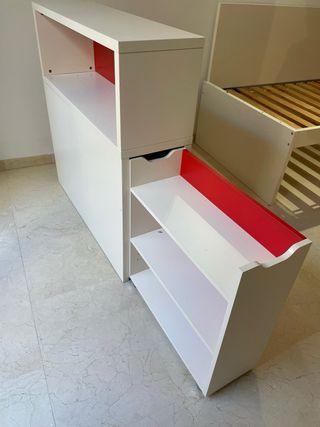 Mesita auxiliar blanca y roja