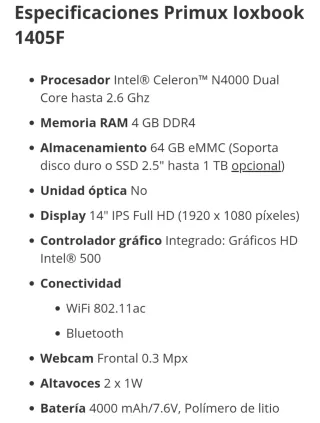 Portátil Primux Ioxbook