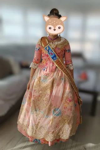 Traje de Fallera Niña Rosa de 7 a 10 años