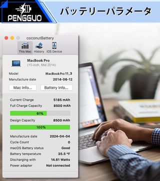 Pengguo batería A1398 MacBook Pro 15'' A1494 A1618