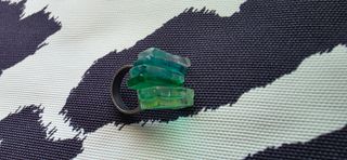 CONJUNTO 3 PIEZAS ANILLO PENDIENTES COLGANTE VERDE