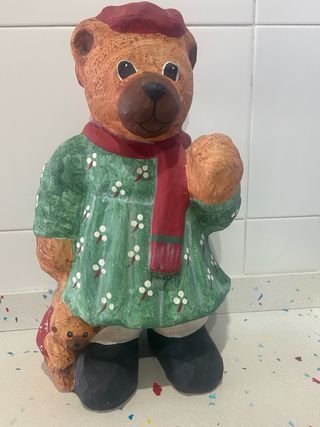 Muñeco Oso con Bebé de cartón piedra