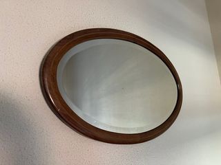 Espejo Ovalado Madera y Cristal