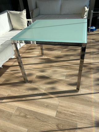 Mesa Terraza Aluminio y Cristal 85x85x74