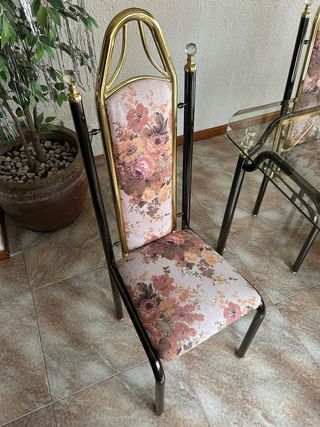 Mesa de Comedor de Cristal y 6 Sillas
