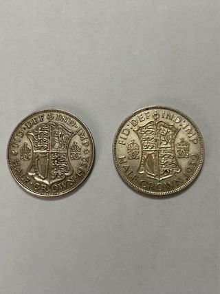 Lote 2 Monedas Media Corona Plata