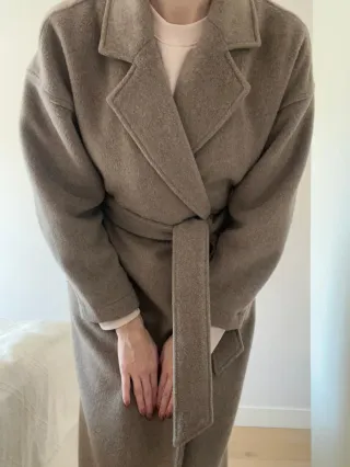 Abrigo largo lana invierno beige