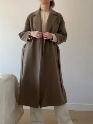 Abrigo largo lana invierno beige