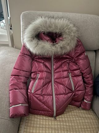 Abrigo Donjaz rosa fresa con pelo natural