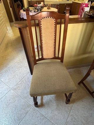 Pack 4 Sillas Vintage Madera y Tela