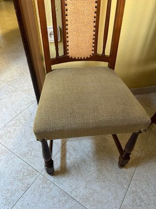 Pack 4 Sillas Vintage Madera y Tela