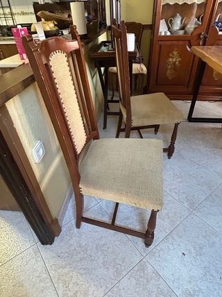 Pack 4 Sillas Vintage Madera y Tela